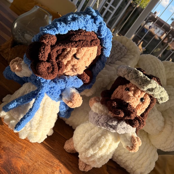 Handmade Knitted Jesus and Mary