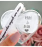 Mum and Dad Memorial Feather Bauble, In Memory of Parents, Heart Glass Christmas - Image 10