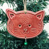 Ceramic Cat decoration with little bell (red)