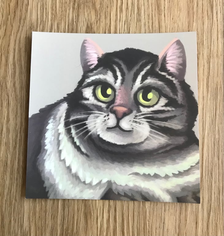 Tabby Cat Square Post Card Print