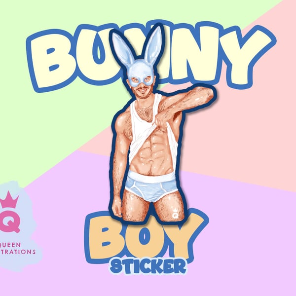 BUNNY BOY, waterproof vinyl gay sticker