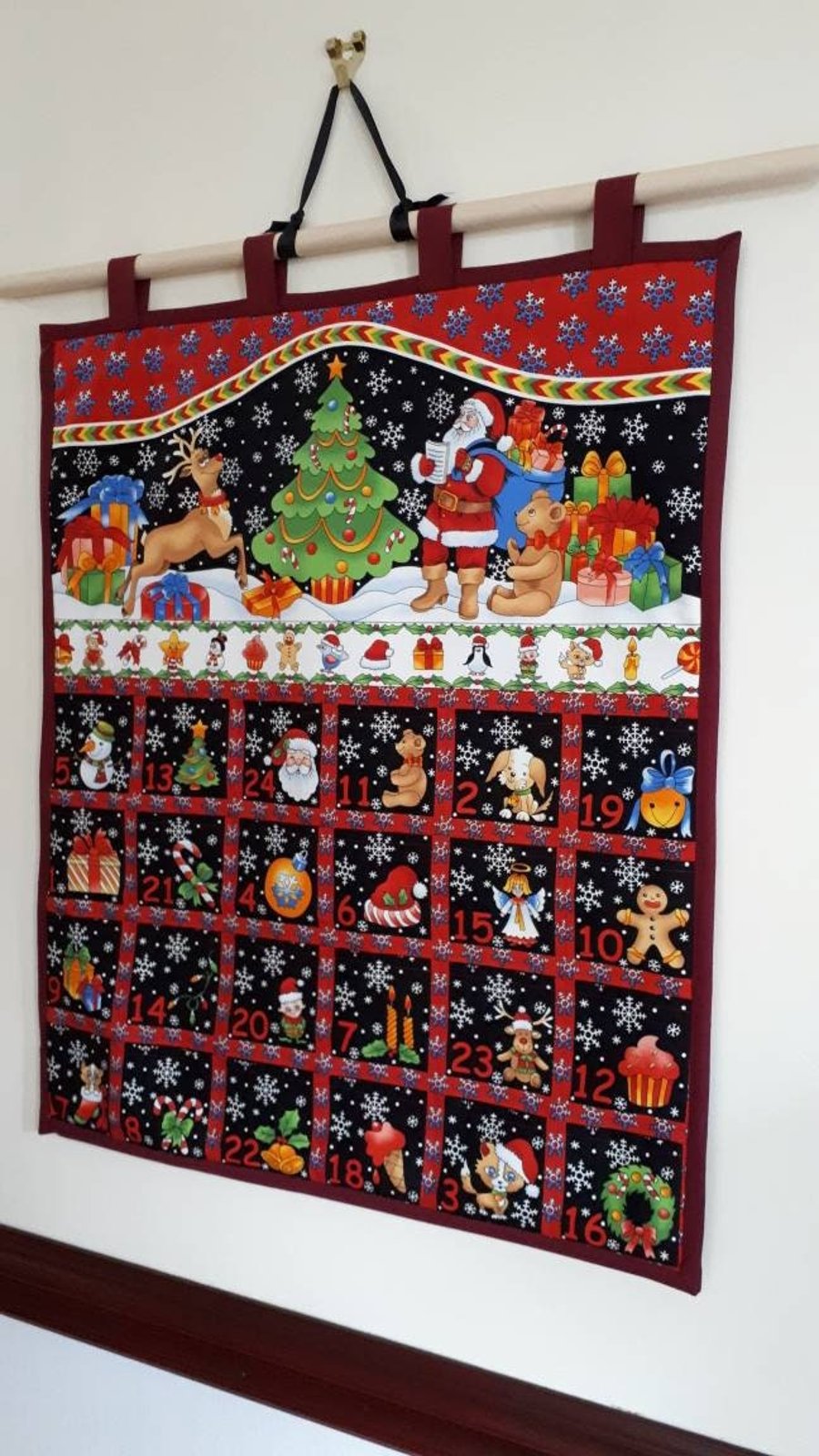 Pocket fabric advent calendar, reusable advent ... - Folksy