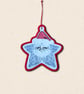 Santa Star Christmas Decoration - Embroidered Tree Ornament