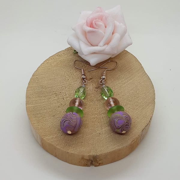 Pretty pink and sage green earrings