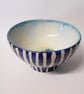 Bowl, Blue striped and  textured Ceramic. - Image 2