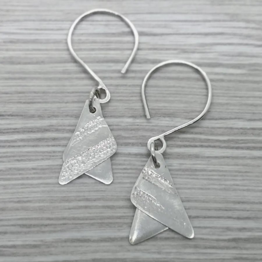Silver Triangle Drop Earrings