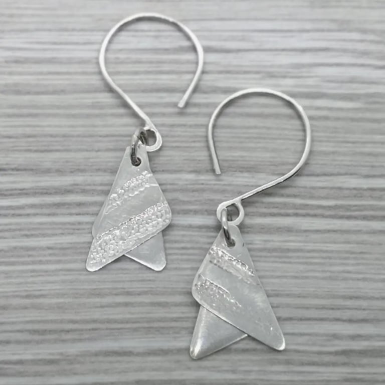 Silver Triangle Drop Earrings