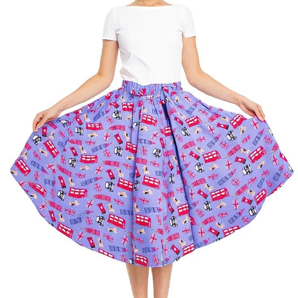 1950s Vintage Retro Rockabilly Circle Skirt London print sizes 10-26 