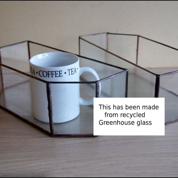 Pair windowsill glass planters Ideal for cacti succulents