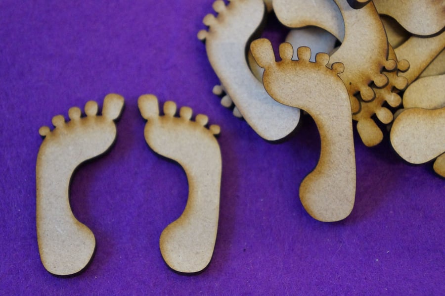 MDF Feet Footprint 5cm - (10 Pairs) 20 x Laser cut wooden shape