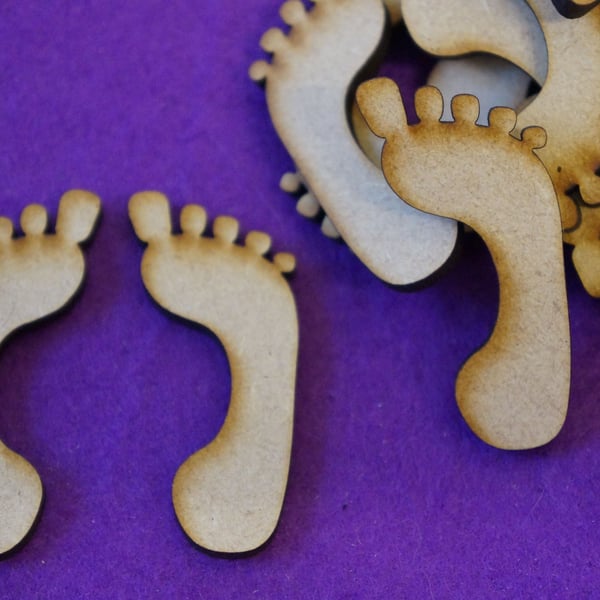 MDF Feet Footprint 5cm - (10 Pairs) 20 x Laser cut wooden shape