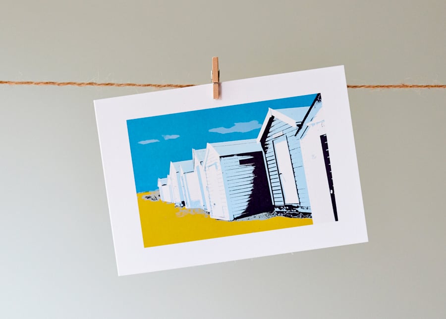 'Southwold beach huts' greetings card