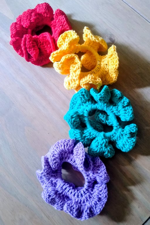 Colourful Crochet Scrunchies 