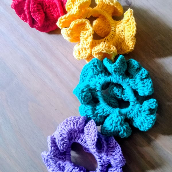 Colourful Crochet Scrunchies 