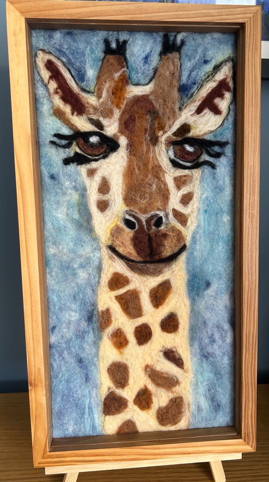 Cheeky giraffe handmade needle felted picture