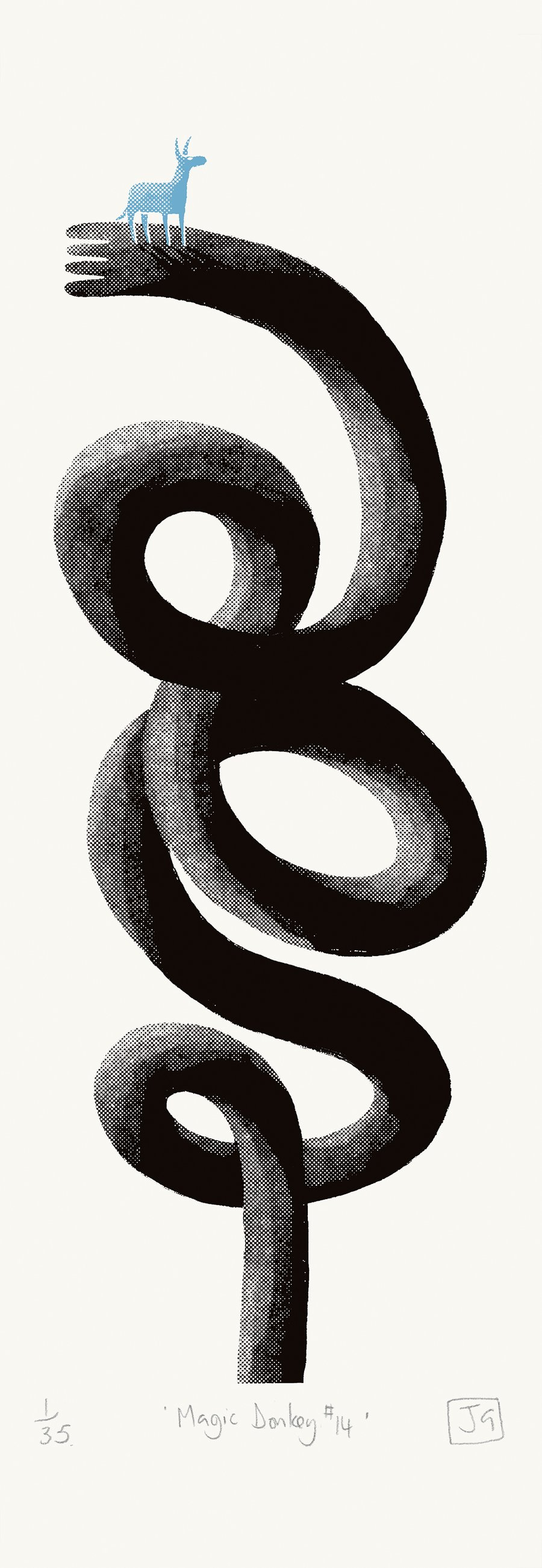Magic Donkey No.14 two-colour screen-print (15 x 42cm)