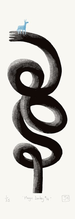 Magic Donkey No.14 two-colour screen-print (15 x 42cm)