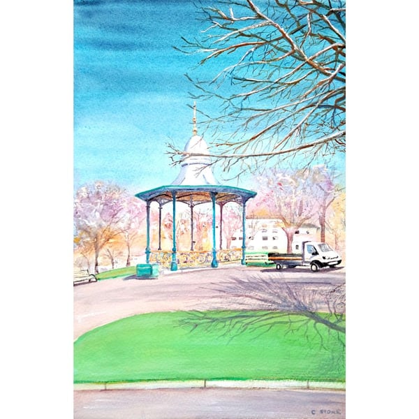 Framed Original Painting Devonport Park Plymouth Gouache and Watercolour 