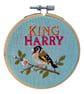 'King Harry' Hand Embroidered Bird Wall Art - 4 Inch - Image 2