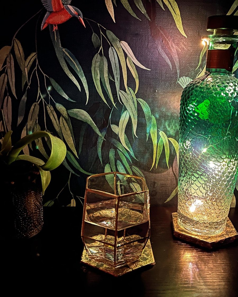Mermaid Gin Bottle with Coaster Lights