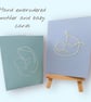 Embroidered mother and new baby blank cards, line art, newborn, christening.  - Image 1