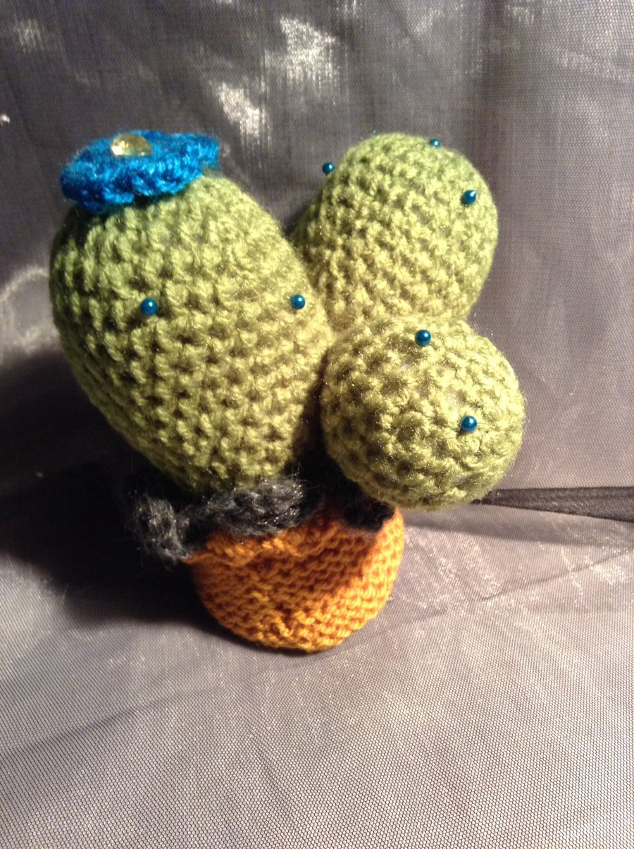 Crocheted cactus knitted pin cushion