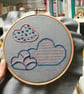 Three Clouds Hand Embroidery Wall Decoration Hoop Art - Image 4