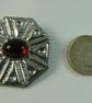 Pewter brooch with red stone - Image 2