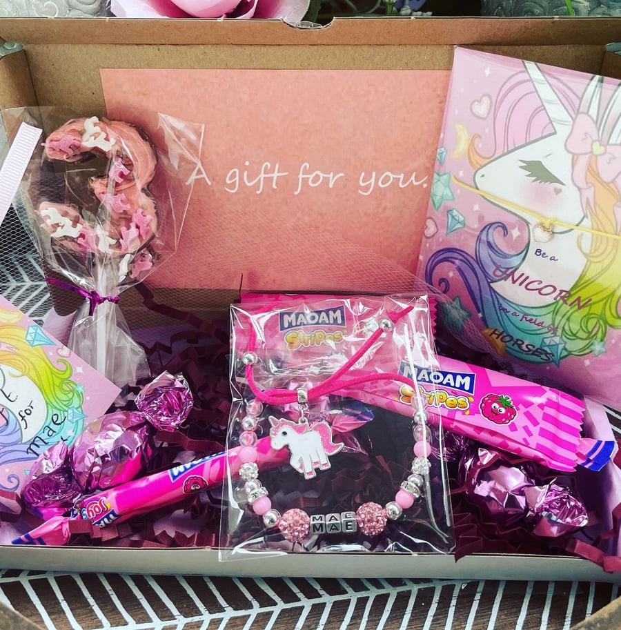 Birthday unicorn mini hamper gift box letter box gift jewellery set 
