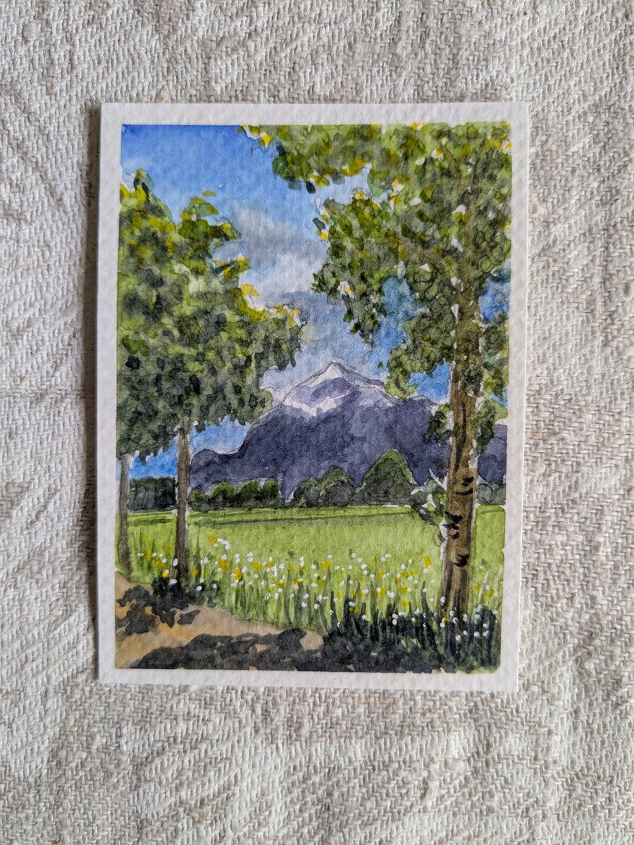 'The Untersberg' ACEO artcard, original watercolour 