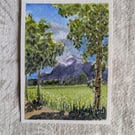 'The Untersberg' ACEO artcard, original watercolour 