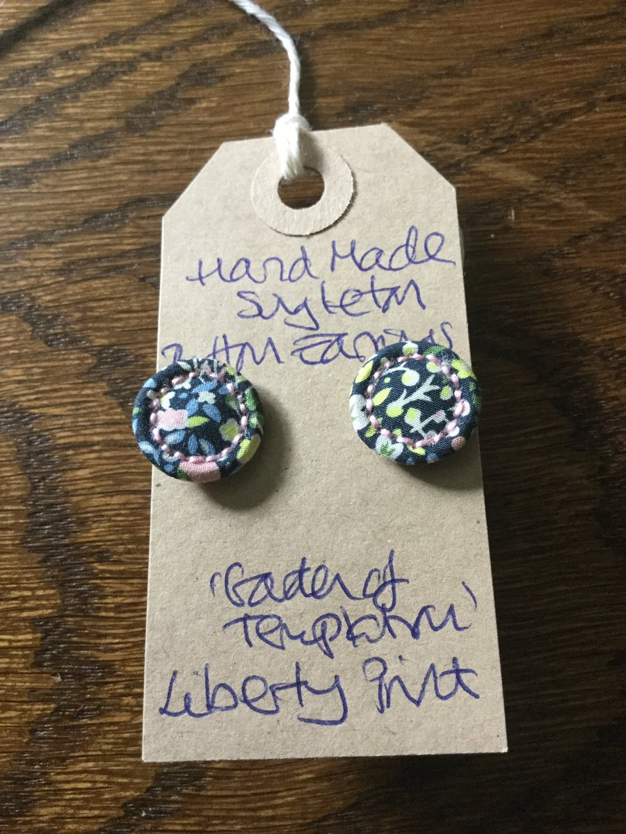 Dorset Button Earrings, Singletons with Liberty ‘Garden of Temptation’, Pink