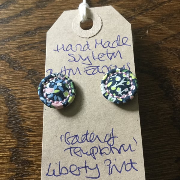 Dorset Button Earrings, Singletons with Liberty ‘Garden of Temptation’, Pink