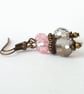 Crystal and bronze earrings, vintage style - Image 1