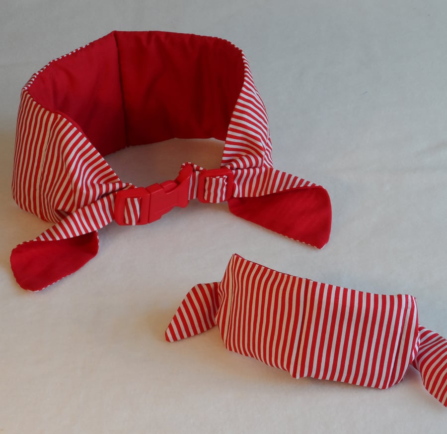 Small Koolneck Cooling Collar - adjustable between 10-13 inches - Red Pinstripe