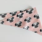 Dog Bandana, small size, 11"-15", Pug, dog, pink,  neckerchief style, reversible