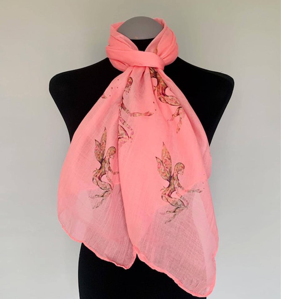 Fairies Scarf Magical Fashion Accessory. Pink. Lightweight