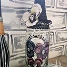 Possessed pansies (faded)- Decorative Upcycled Bottle 