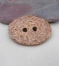 Large Sand Brown Sprig Oval Handmade Ceramic Button - Image 1