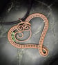 August Copper Heart Birthstone Pendant - Peridot Crystal Beads - Image 1