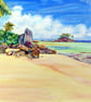 Framed Tropical Island Oil Painting  - Image 1