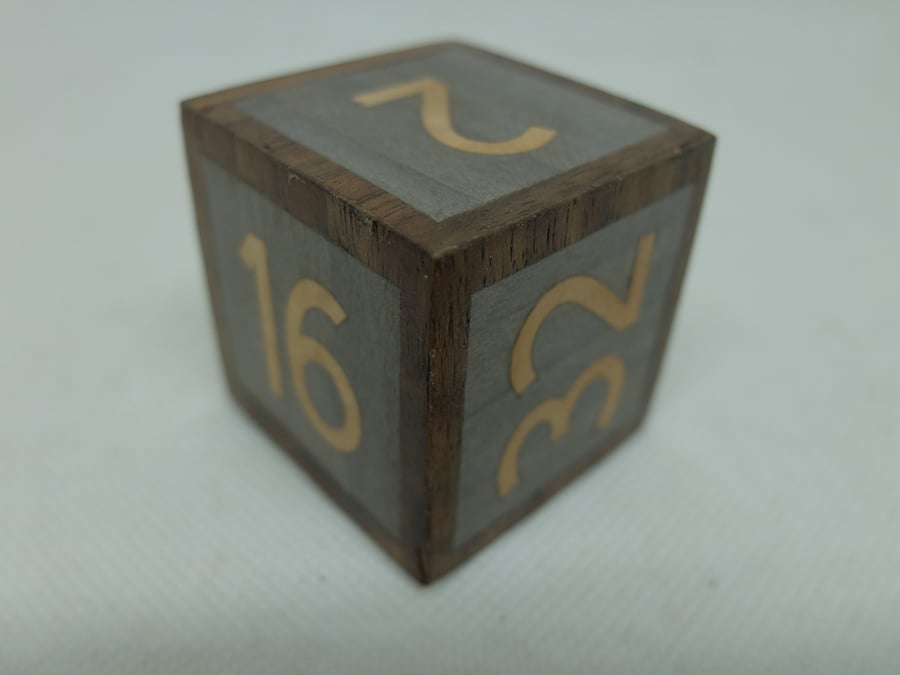 wooden doubling cube, hand-veneered