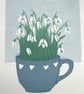 Snowdrops original reduction Lino print - Image 6
