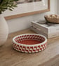 Handmade Coiled Macramé Basket - Rust & Off White Decorative Basket