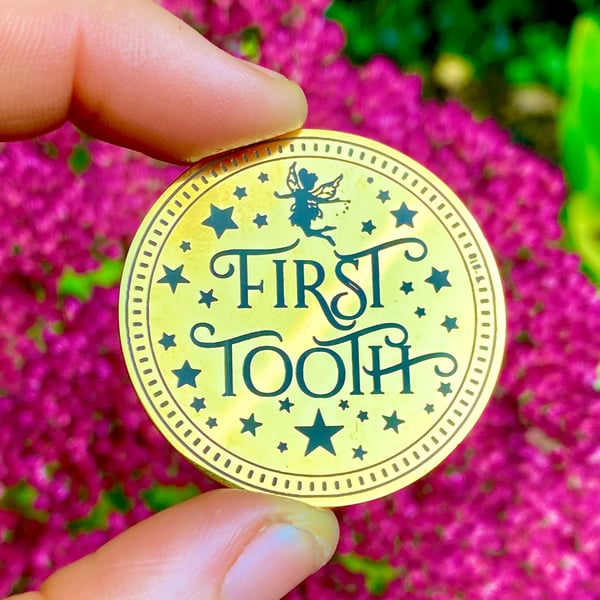 First Tooth Fairy Gold Coin- Gift from the Tooth Fairy! First Milk Tooth Fairy K