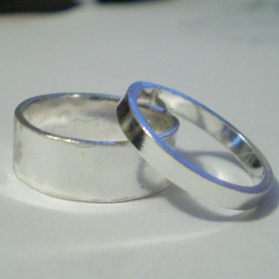 BE MINE - 2 wedding rings - sterling silver bands, unisex wedding bands