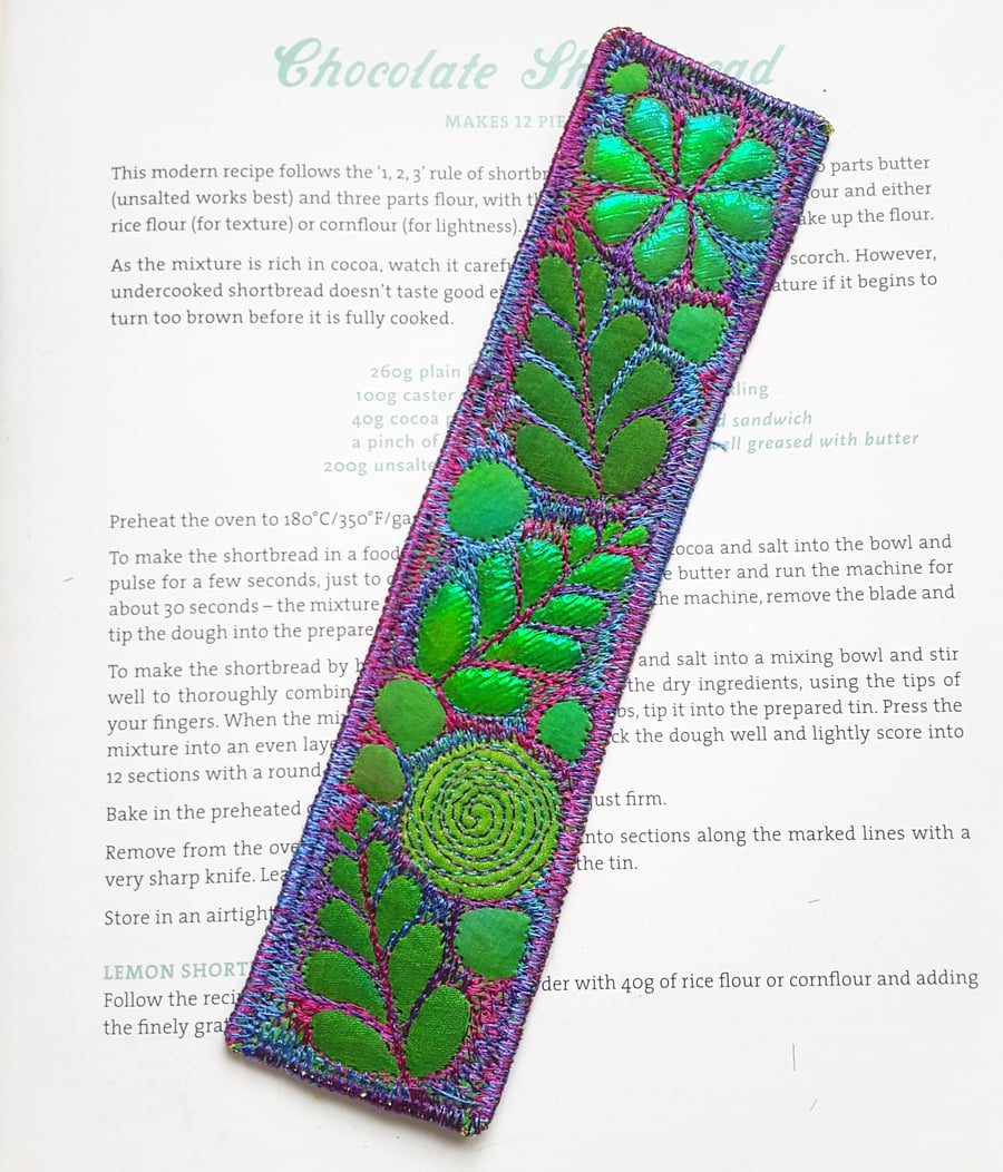 Free Machine Embroidery Bookmark