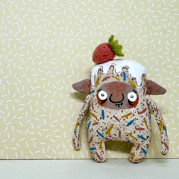 Retro Sprinkles Strawberry Cake Brownie Art Doll