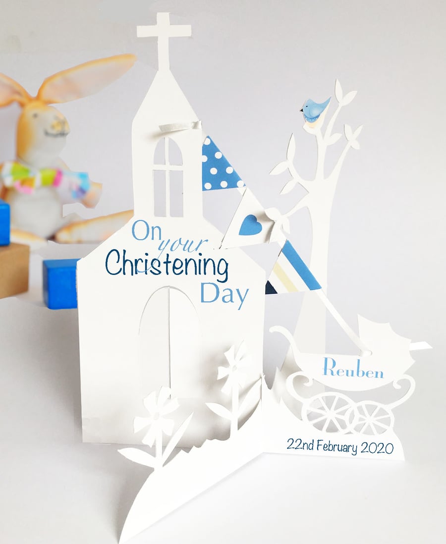 Personalised Christening, Baptism Card for a Son, Grandson, Daughter etc.