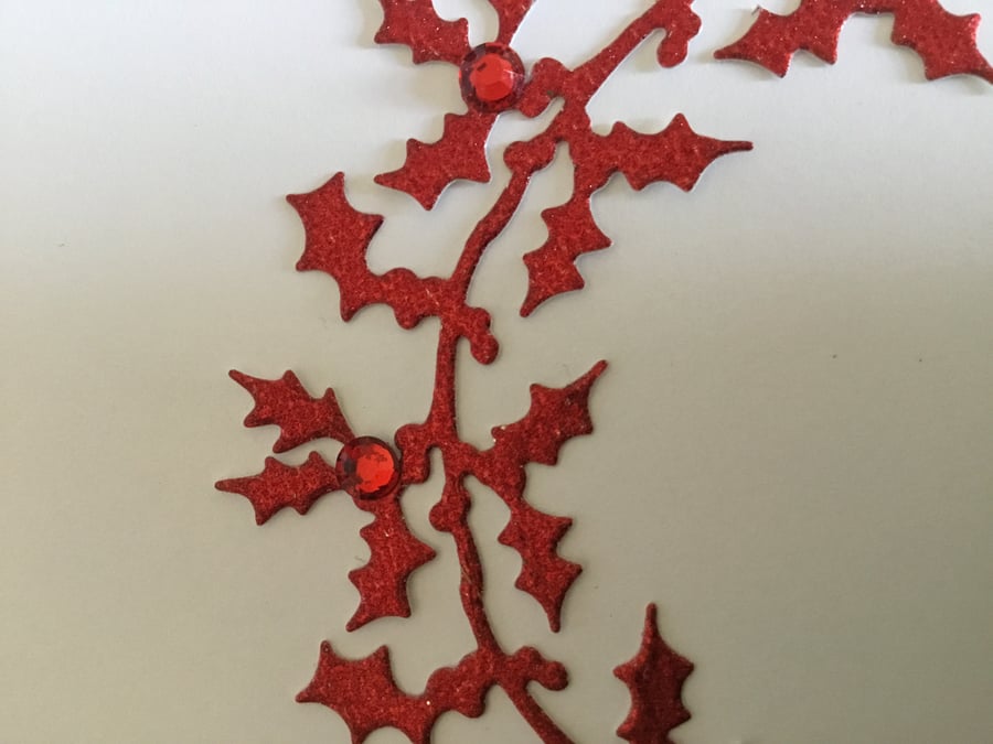 Beautiful red wreath Christmas card. CC425